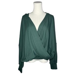 Free People Beach Forest Green Relaxed Oversized Wrap Hooded Sweater Hoodie